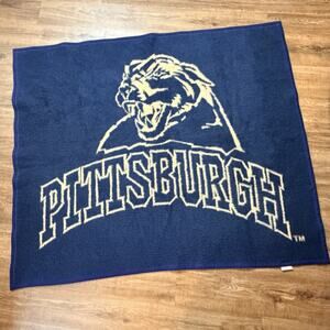 Vtg Biederlack Pittsburgh University Pitt Stadium Blanket Panthers 54x62" Retro